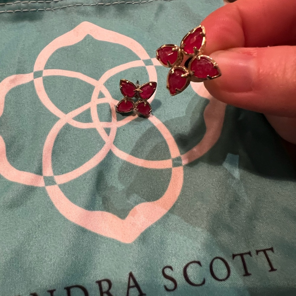 Kendra Scott Red Floral Studs